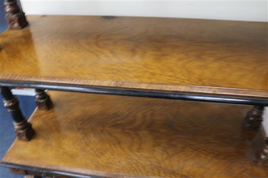 C. Hindley & Sons. A Victorian Aesthetic movement parcel ebonised walnut buffet, W.4ft 2in. D.1ft 10in. H.4ft 11in.
